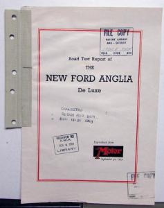 1960 Ford Anglia De Luxe English Road Test Sales Brochure Original