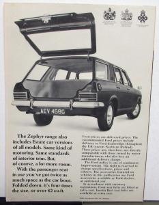 1969 Ford Zephyr De Luxe English Sales Brochure Poster Original