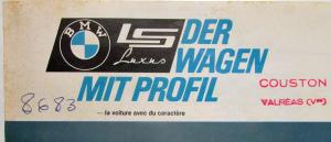 1964 BMW LS Luxus Spec Sheet - French Text