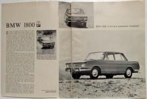 1965 BMW 1800 Sports Car Graphic Reprint Road Test Article August 1964 Issue