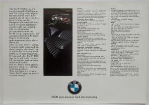 1965 BMW 1800  Spec Sheet - Red Car Black Background