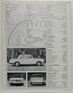 1965 BMW 1800 TI Car and Driver Reprint Road Test Article Arpil 1965 Issue