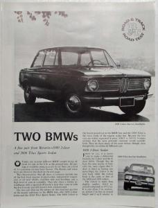 1967 BMW 1600 2000 Tilux Sports Sedan Road and Track Reprint Road Test Article