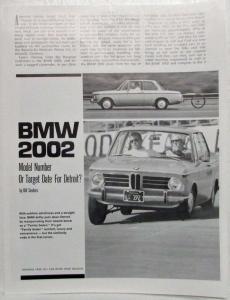 1968 BMW 2002 Motor Trend July Reprint Road Test Article