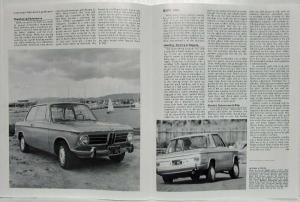 1968 BMW 2002 Motor Trend July Reprint Road Test Article