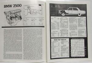 1969 BMW 2500 2800 Road and Track May Reprint Road Test Article Folder