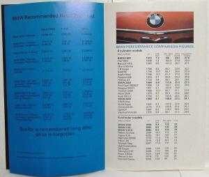 1972 BMW Price List - UK Market