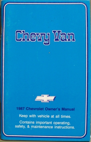 1987 Chevrolet Van Owners Manual G Series 1500 2500 3500