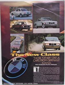 1975 BMW 2002/2002tii Bavaria/3.0S Motor Trend September 1974 Reprint Article