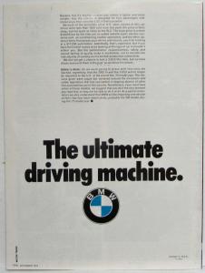 1975 BMW 2002/2002tii Bavaria/3.0S Motor Trend September 1974 Reprint Article