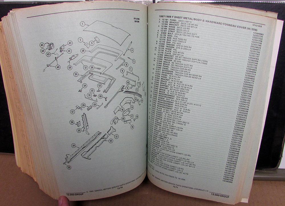 1982 1991 Chevrolet Camaro Dealer Parts Book Catalog F Series
