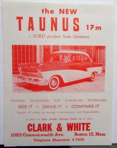 1958 1959 1960 Ford German Taunus Sales Sheet Original