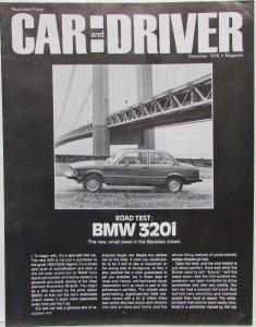 1977 BMW 320i Car and Driver December 1976 Reprint Road Test Article