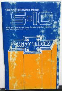 1988 Chevrolet Truck S10 Pickup Owners Manual