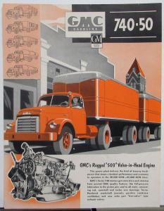 1952 GMC 740 50 Gas Truck 503 Engine Sales Brochure Data Sheet ORANGE Original