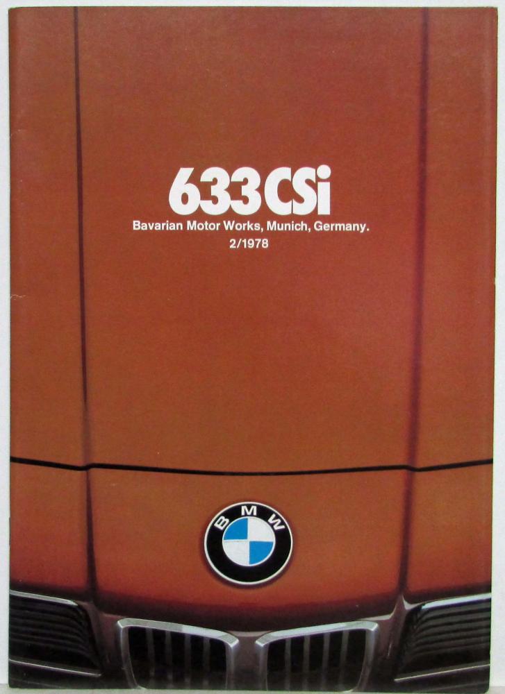 1978 BMW 633 CSi Prestige Sales Brochure