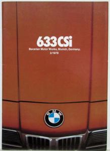 1978 BMW 633 CSi Prestige Sales Brochure