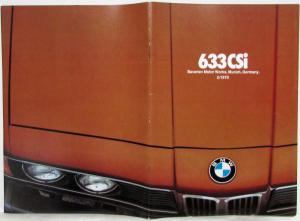 1978 BMW 633 CSi Prestige Sales Brochure