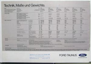 1978 Ford Taunus German Sales Brochure Paint Chips Data Sheet Original