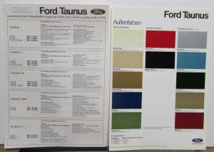 1978 Ford Taunus German Sales Brochure Paint Chips Data Sheet Original