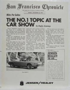 1974 Jensen-Healey San Francisco Chronicle Dealer Article Reprint