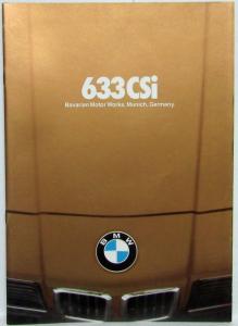 1979 BMW 633 CSi Sales Prestige Brochure