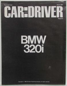 1980 BMW 320i Car and Driver March Reprint Road Test Article