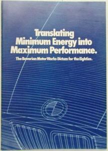 1981 BMW Translating Minimum Energy into Maximum Performance Sales Brochure