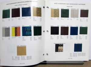 1975 Chrysler Plymouth Dodge Dealer Upholstery Patterns Parts Book Insert