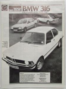1982 BMW 316 Auto Test January Reprint Road Test Article