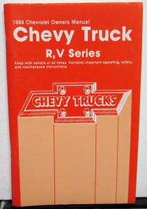 1988 Chevrolet Truck R V Series Jimmy Blazer Suburban Pickup Owners Manual