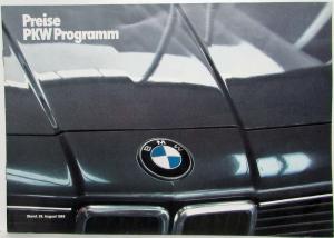 1983 BMW Preise PKW Programm - Car Prices Program - German Text