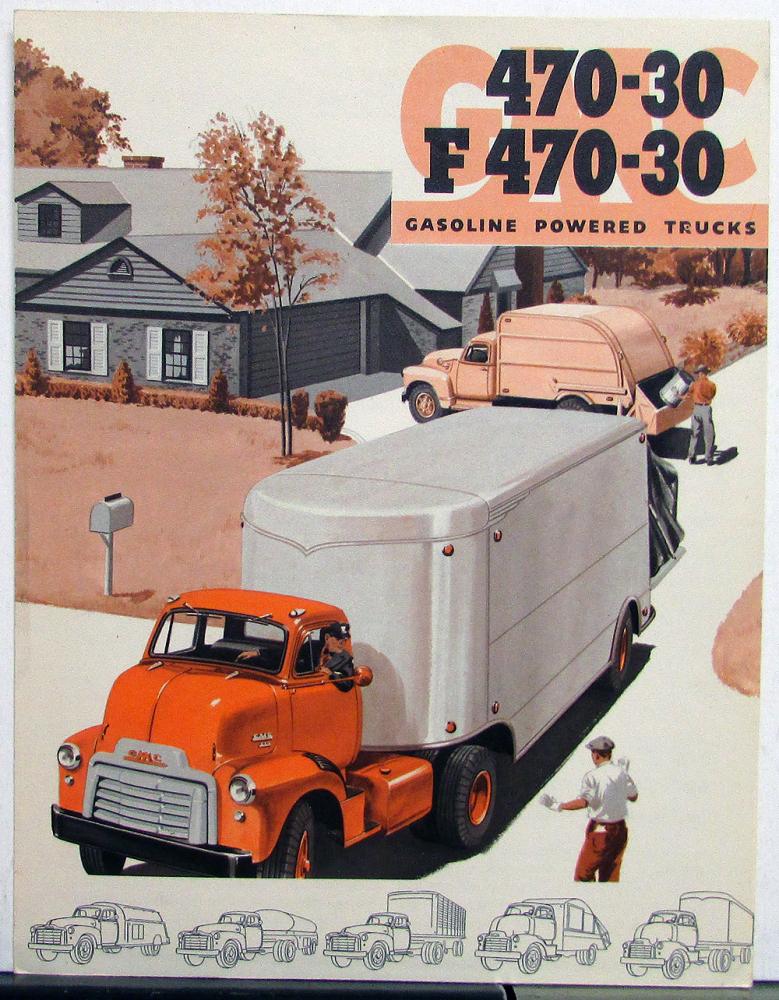 1954 GMC 470 30 & F470 30 Gas Truck 302 Engine Sales Brochure Folder Original