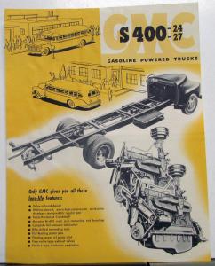 1954 GMC S 400 24 & 27 Gasoline Truck School Bus Chassis Data Sheet Original