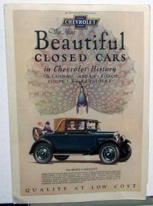 1927 Chevrolet Closed Cars Sales Brochure Landau Sedan Coach Coupe Cabriolet