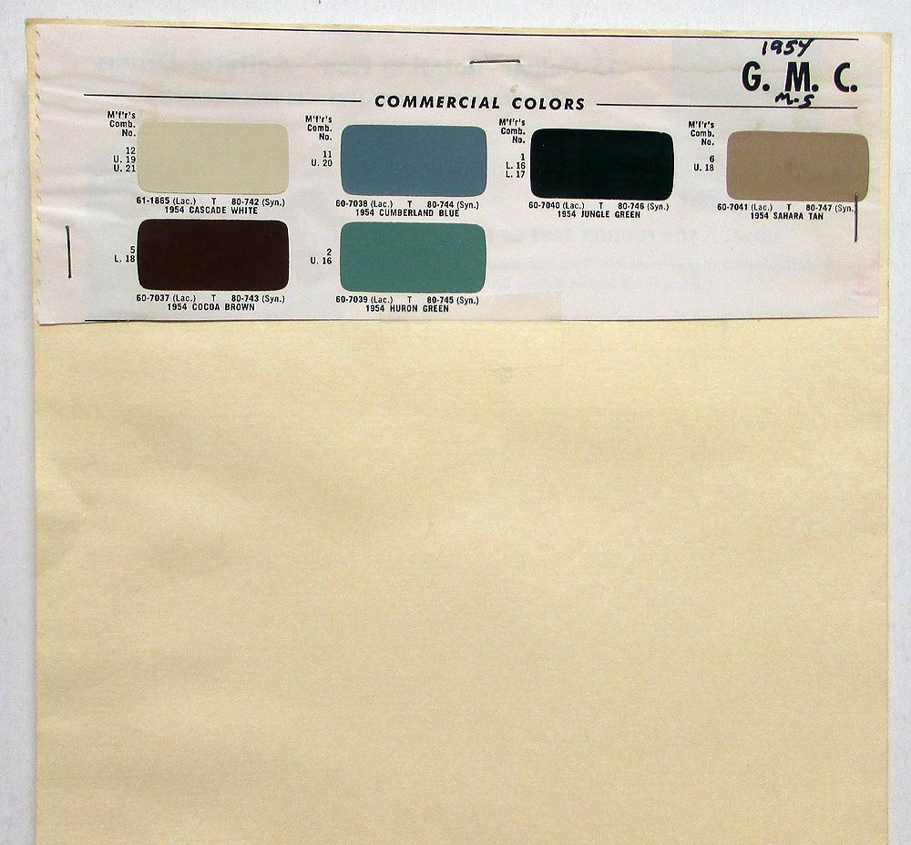 1954 GMC Commercial Paint Chips Six Chips Total Original
