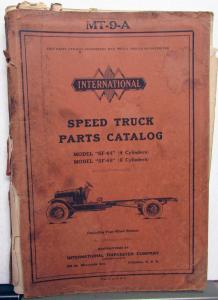 1928 1929 International Speed Truck Model SF 44 46 Dealer Parts Catalog IH MT 9A