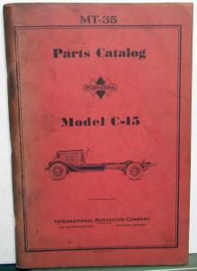 1937 International Motor Trucks Dealer Model C 15 Parts Catalog IHC MT 35