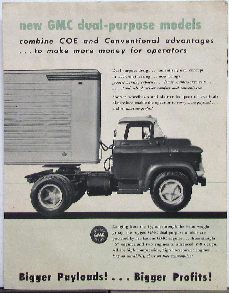 1955 GMC COE & Conv Truck  F & FM Models Big Payloads Profits Sales Folder
