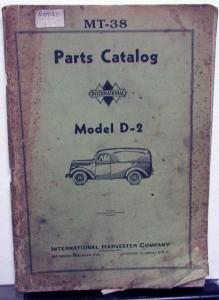 1938 International Trucks Model D 2 Panel Delivery Wagon Parts Catalog IHC MT 38