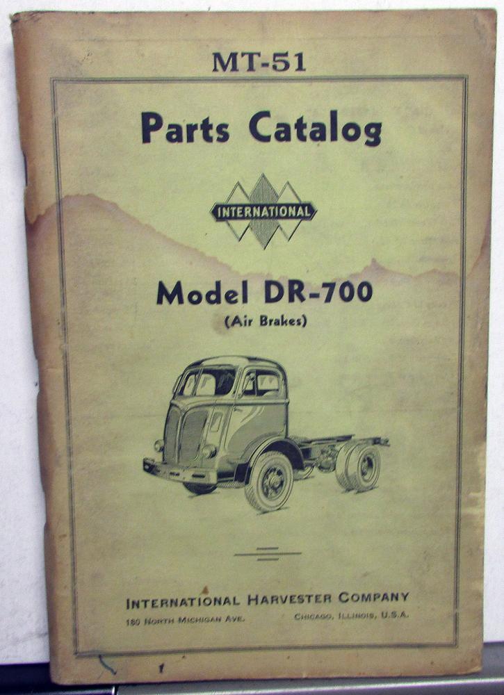 1941 International Trucks Dealer DR 700 Parts Catalog IHC MT 51 Air Brakes
