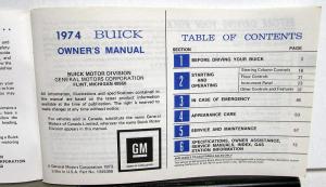 1974 Buick LeSabre Estate Wagon Electra Riviera Owners Operators Manual Original