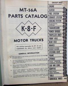 1941 42 45 1946 1947 1948 1949 International Truck Parts Catalog K-8-F & KB-8-F