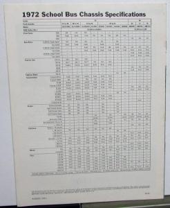 1972 Chevrolet Trucks Dealer Sales Brochure School Bus Chassis Features Specs