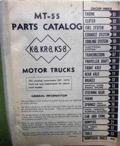 1941 42 46 47 48 1949 International K-8 KR-8 KS-8 KB-8 KBR-8 KBS-8 Parts Catalog