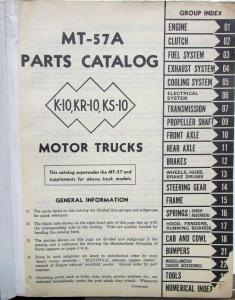 1941 1948 1949 International K-10 KR-10 KS-10 KB-10 KBR-10 KBS-10 Parts Catalog