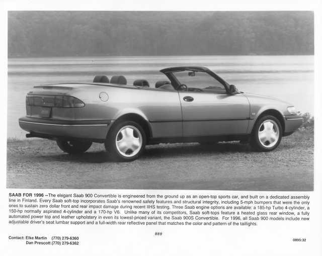 1996 Saab 900 Convertible Coupe Press Photo 0061