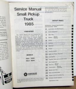1985 Dodge Ram 50 Truck Dealer Service Shop Repair Manual Small Pickup