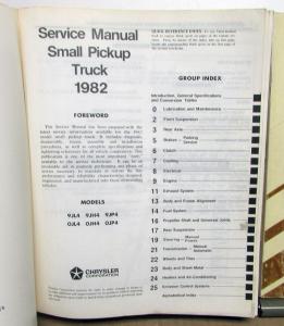 1982 Dodge Ram 50 Truck & Arrow Dealer Service Shop Repair Manual W/Supplement