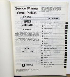1982 Dodge Ram 50 Truck & Arrow Dealer Service Shop Repair Manual W/Supplement